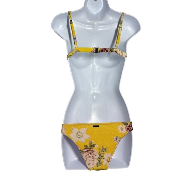 Triangl yellow floral scuba Neoprene Bikini top is medium bottom is XL - Picture 3 of 13